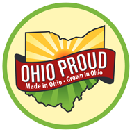 logo has outline of state of Ohio with banner in front: Ohio Proud