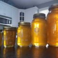 Jars of honey, small to large.