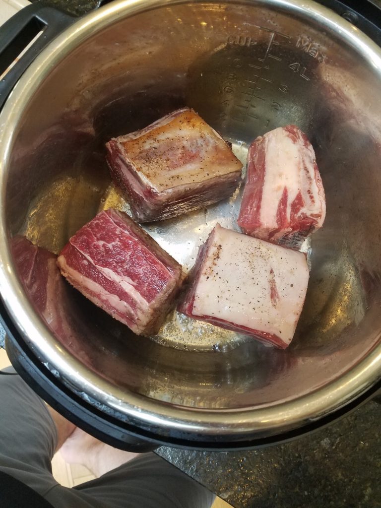 Short Ribs just starting to cook.